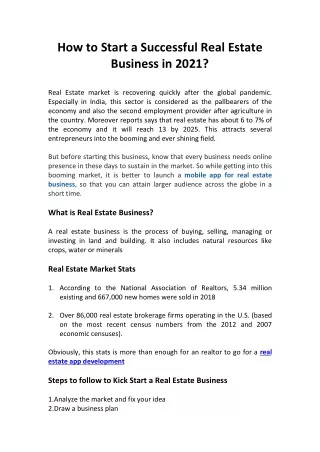 how to start a successful real estate business