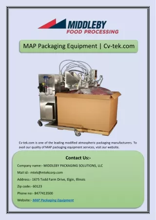MAP Packaging Equipment | Cv-tek.com