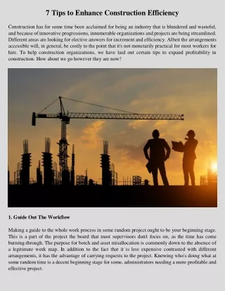 7 tips to enhance construction efficiency