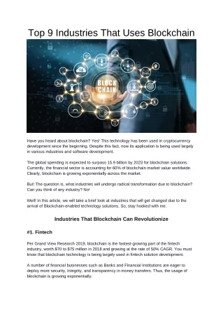 top 9 industries that uses blockchain