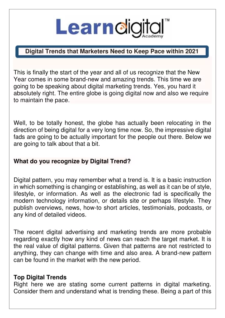 digital trends that marketers need to keep pace
