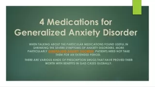 4 Medications for Generalized Anxiety Disorder