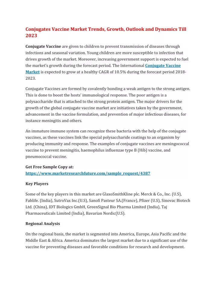 conjugates vaccine market trends growth outlook