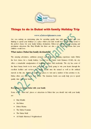 Things to do in Dubai with family Holiday Trip