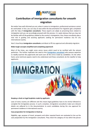 Contribution of immigration consultants for smooth migration