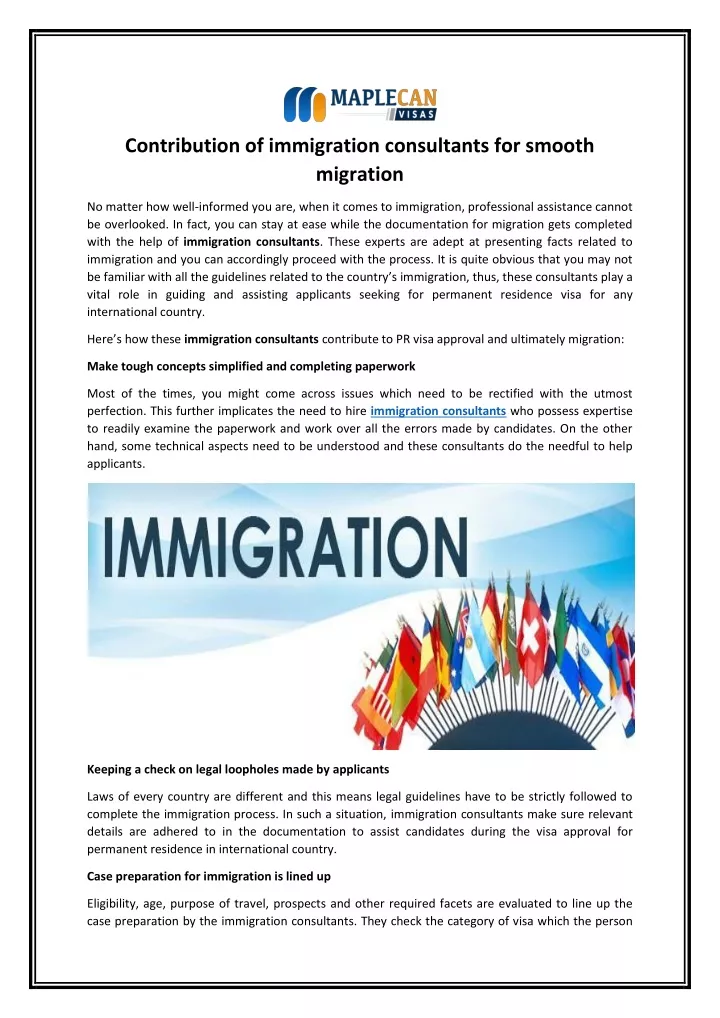 contribution of immigration consultants