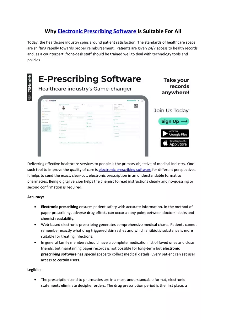 why electronic prescribing software is suitable