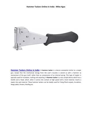 hammer tackers online in india miles kgoc