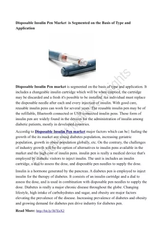 disposable insulin pen market is segmented