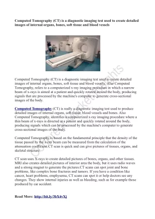 computed tomography ct is a diagnostic imaging
