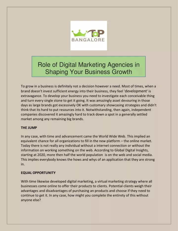 role of digital marketing agencies in shaping