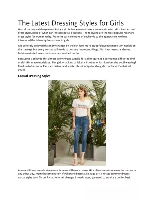The Latest Dressing Styles for Girls