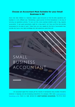 choose an accountant most suitable for your small