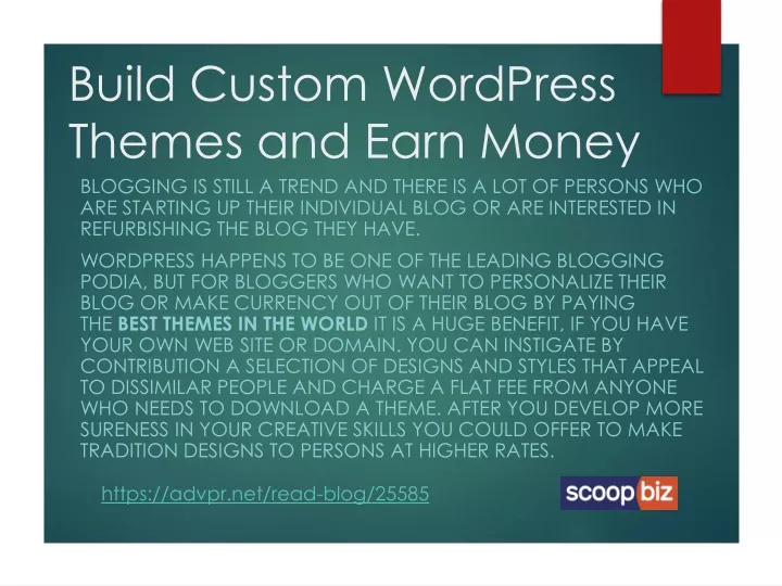 build custom wordpress themes and earn money