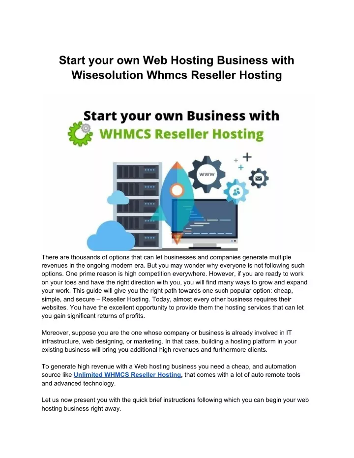 start your own web hosting business with