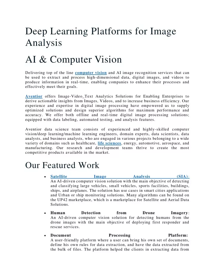 deep learning platforms for image analysis