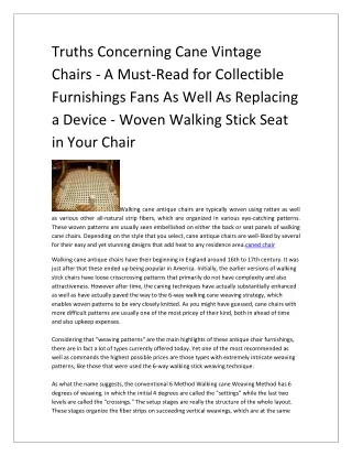 Truths Concerning Cane Vintage Chairs - A Must-Read for Collectible Furnishings Fans As Well As Replacing a Device - Wov
