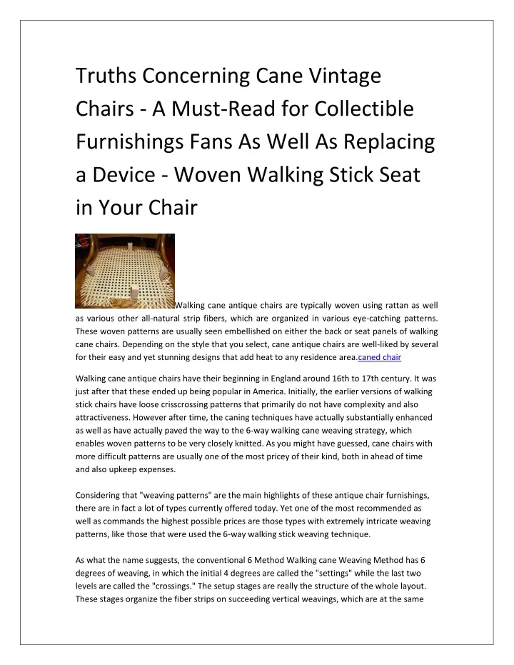 truths concerning cane vintage chairs a must read