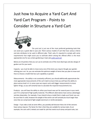 just how to acquire a yard cart and yard cart