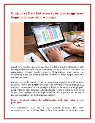 Outsource Data Entry Services to manage your huge database with accuracy