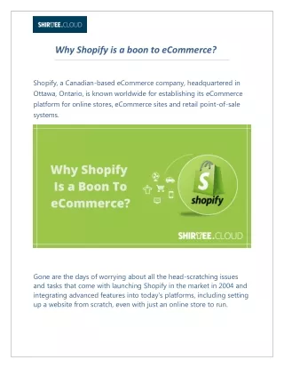 Why Shopify is a boon to eCommerce?