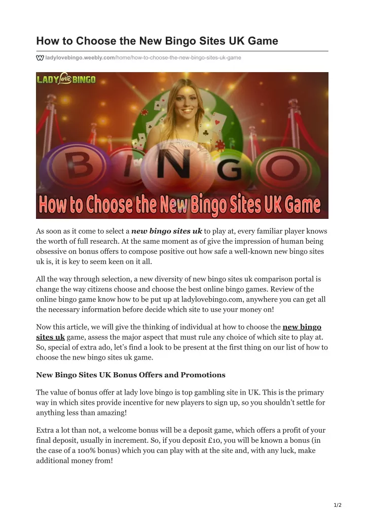 how to choose the new bingo sites uk game