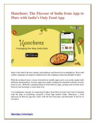 hanchens the flavour of india from app to plate