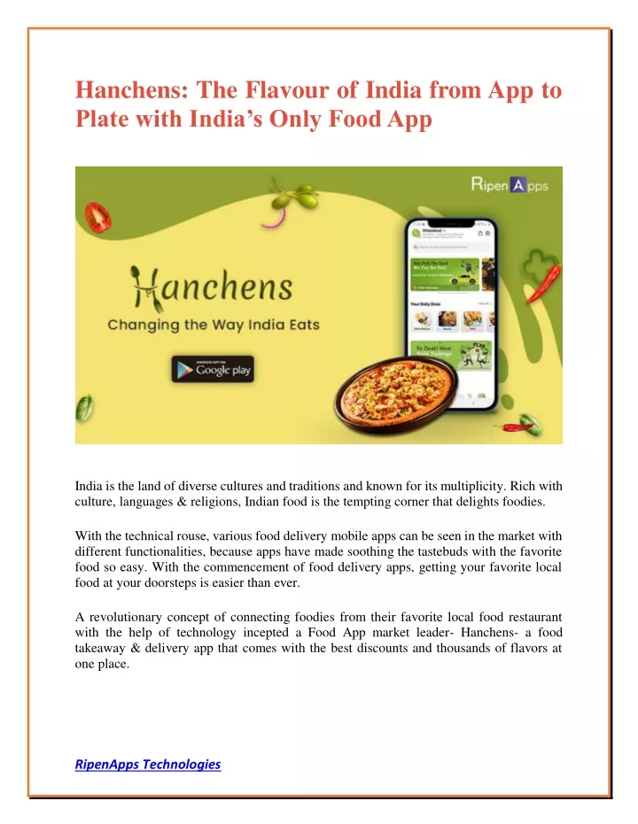 hanchens the flavour of india from app to plate