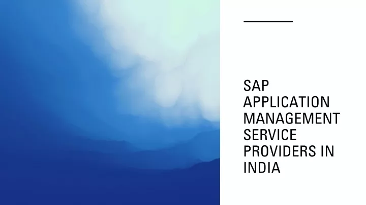 sap application management service providers in india