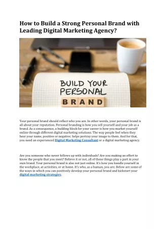 How To Build A Strong Personal Brand through right digital marketing strategy