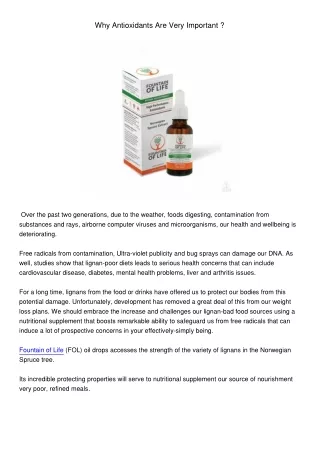 why antioxidants are very important