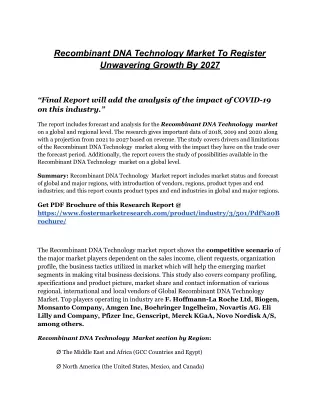 recombinant dna technology market to register