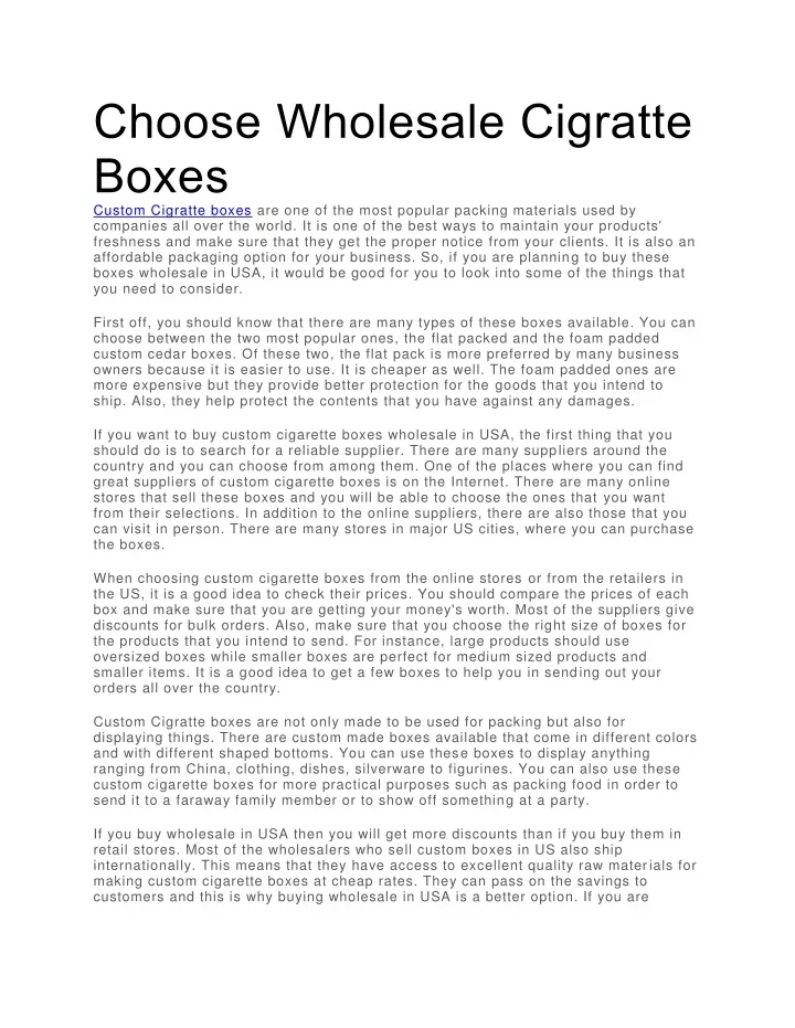 choose wholesale cigratte boxes custom cigratte