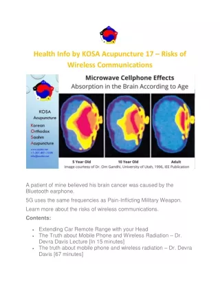 Health Info by KOSA Acupuncture 17 – Risks of Wireless Communications