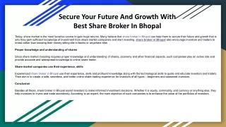 Secure Your Future And Growth With Best Share Broker In Bhopal