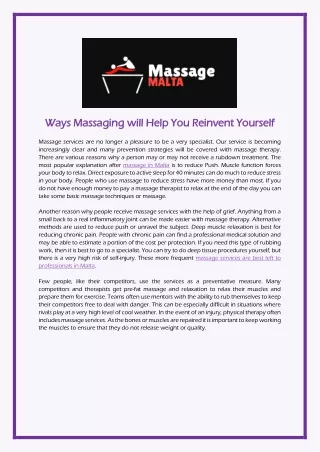 Ways Massaging will Help You Reinvent Yourself