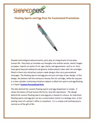floating sperm and egg pens for customized
