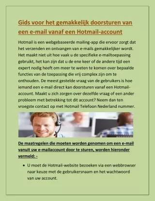 Gids voor het gemakkelijk doorsturen van een e-mail vanaf een Hotmail-account