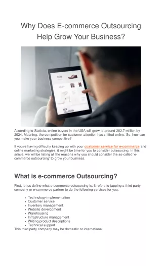 Why Does E-commerce Outsourcing Help Grow Your Business?