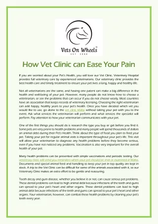 How Vet Clinic can Ease Your Pain