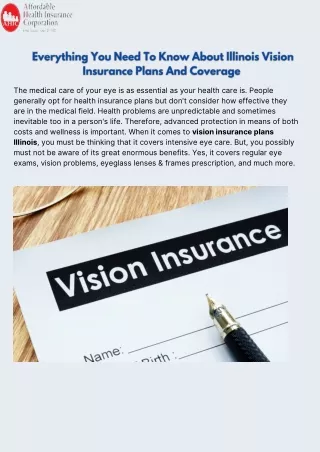 Illinois Vision Insurance Plans And Coverage | Vision Insurance