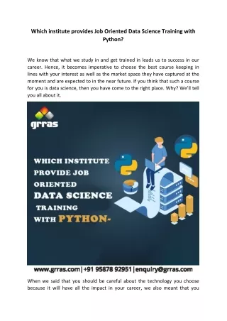 Which institute provides Job Oriented Data Science Training with Python?