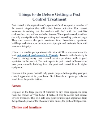 things to do before getting a pest control