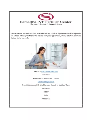 Infertility Clinic in Mumbai | Samarthaivf.com