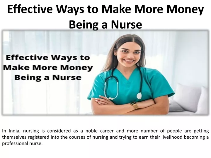 effective ways to make more money being a nurse