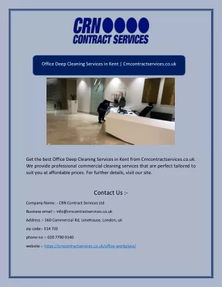 Office Deep Cleaning Services in Kent | Crncontractservices.co.uk
