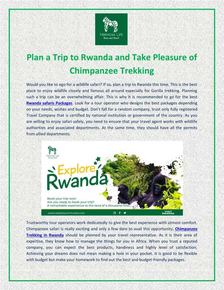 plan a trip to rwanda and take pleasure