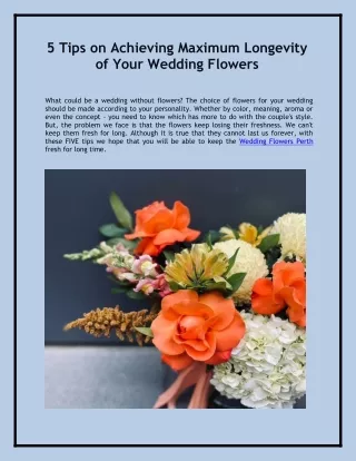 How to keep Wedding Flowers Fresh for Longer?