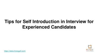 Tips for Self Introduction in Interview for Experienced Candidates