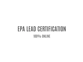 EPA RRP Lead Paint Certification